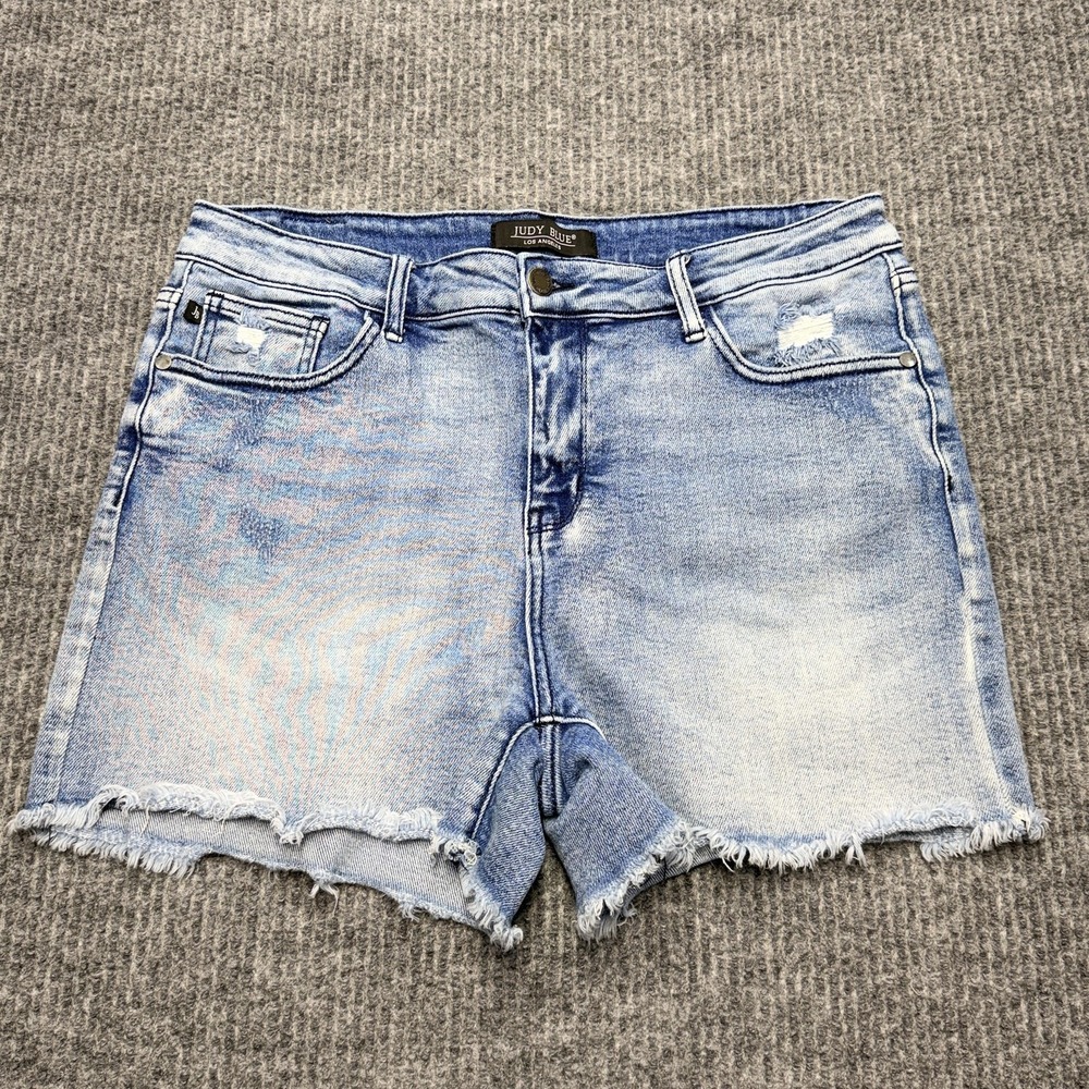 Judy Blue Style 150115 Women's XL Distressed Denim Shorts Frayed Stretch